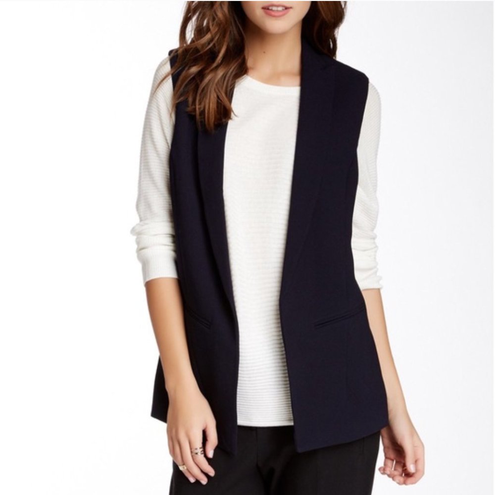 Vince Camuto | Navy Pleated Professional Business Careerwear Blazer Vest Size 4